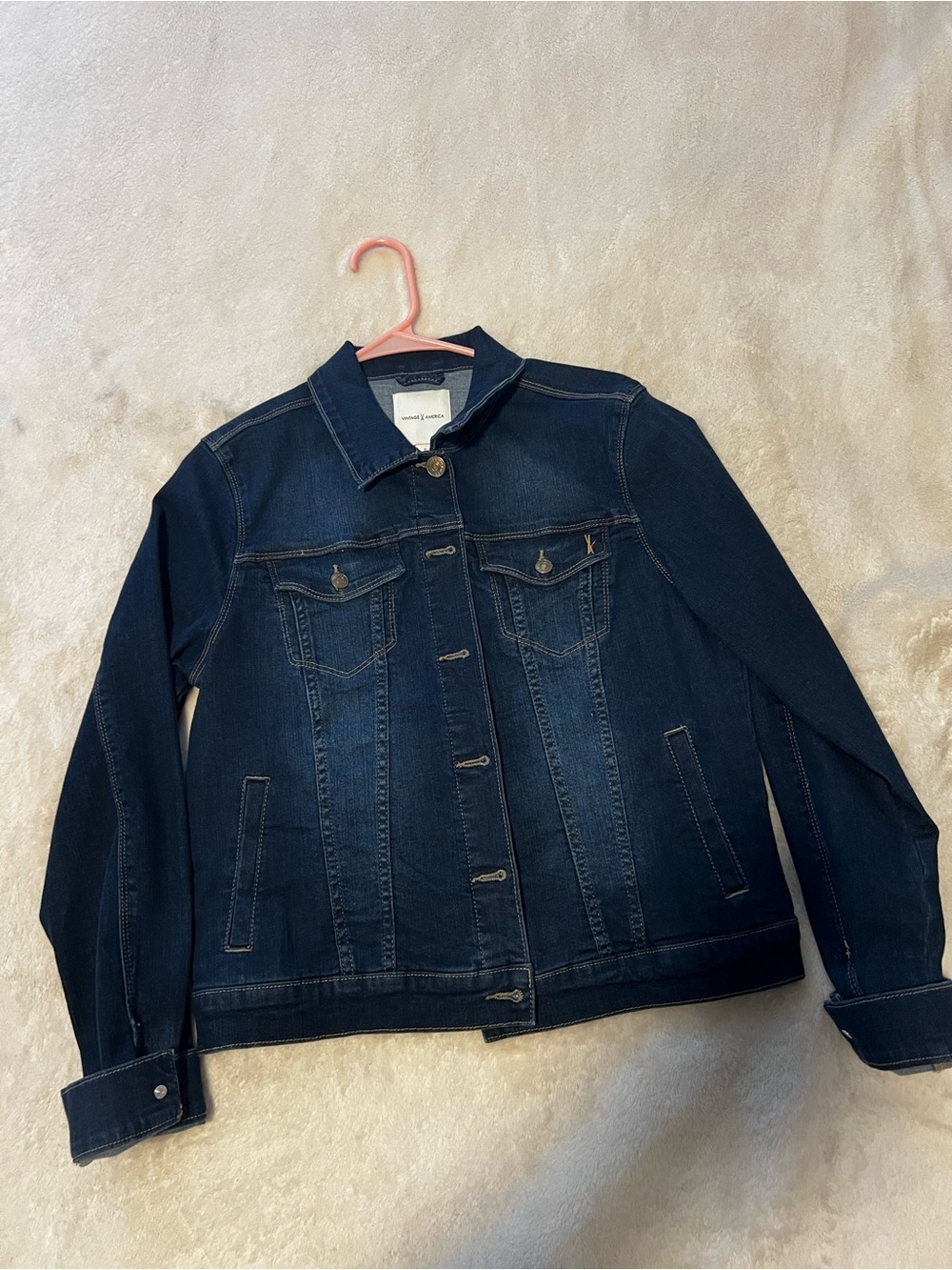 Vintage America White and Brown Label on Navy Denim